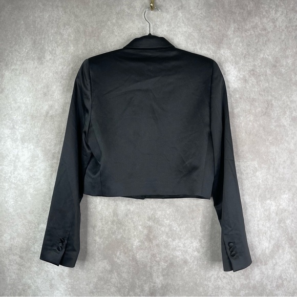 AMIRI Black Crop Satin Silk Leather Tuxedo Blazer In Black Women's Size 40 US S - Picture 5 of 9